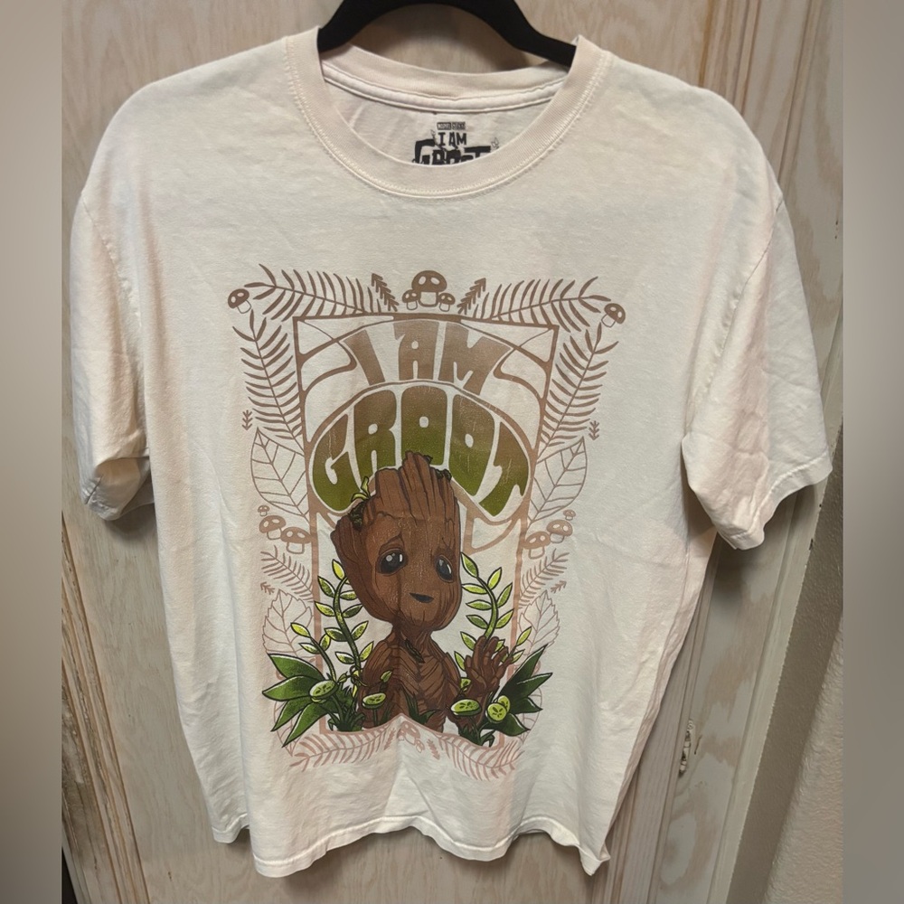 Groot T Shirt Mens Size Large Cream Beige Marvel Comics‎ Guardians Of The Galaxy